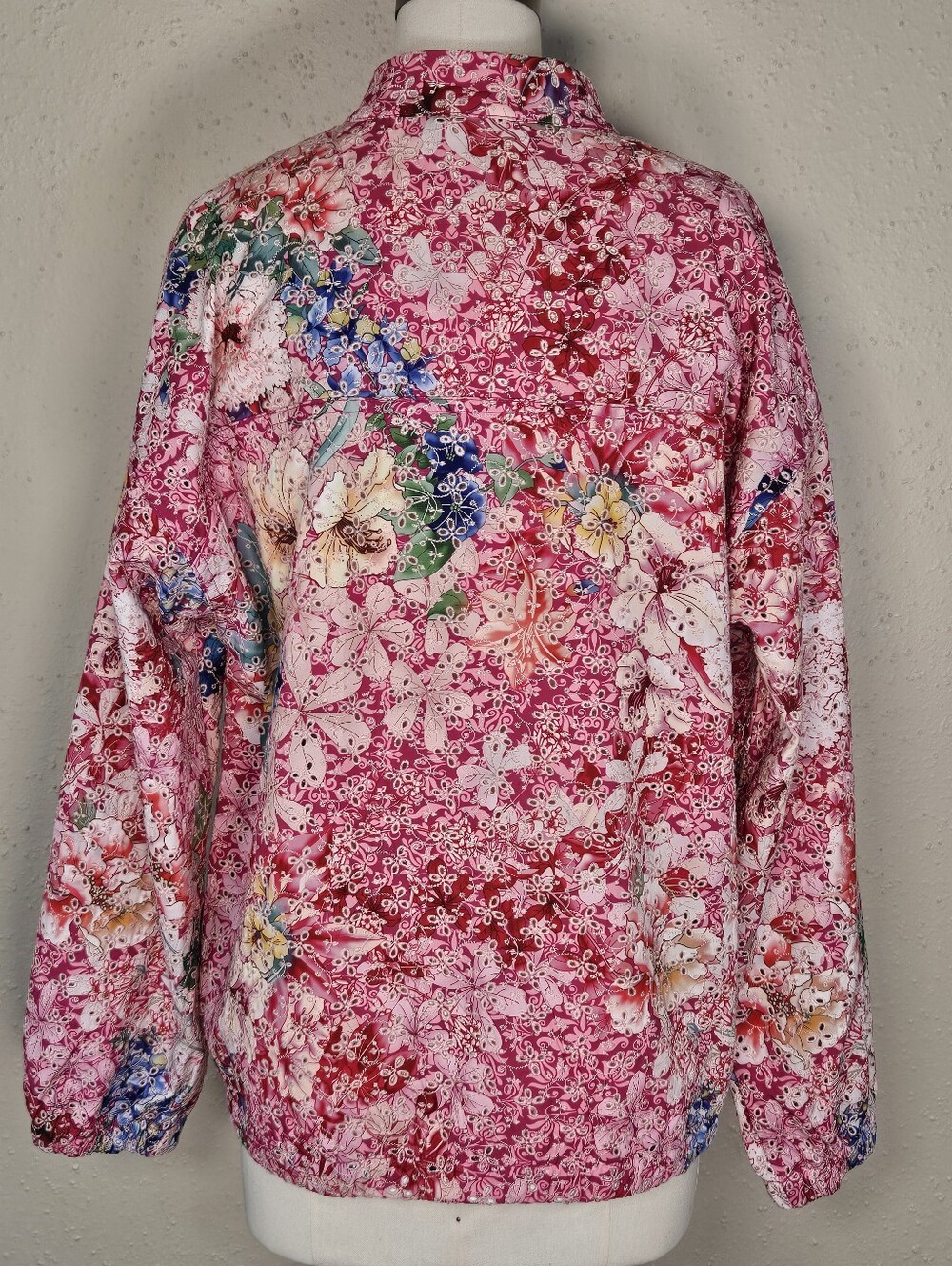 Johnny Was Bee Active Frame Eyelet Sport Zip Jacket Floral Pink Small - Picture 5 of 9